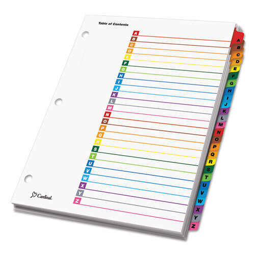 Image of OneStep Printable Table of Contents and Dividers, 26-Tab, A to Z, 11 x 8.5, White, Assorted Tabs, 1 Set