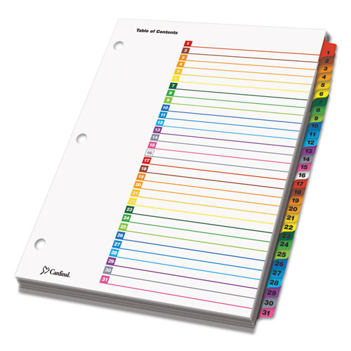 OneStep Printable Table of Contents and Dividers, 31-Tab, 1 to 31, 11 x 8.5, White, 1 Set