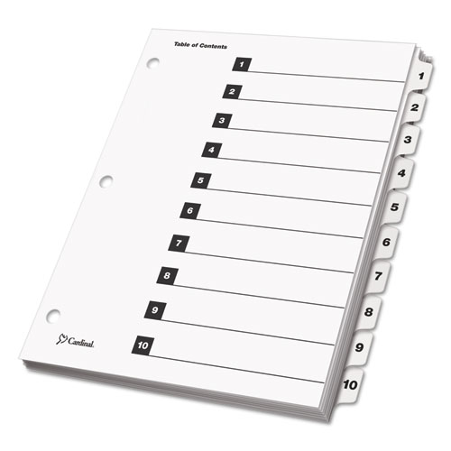 Image of Cardinal® Onestep Printable Table Of Contents And Dividers, 10-Tab, 1 To 10, 11 X 8.5, White, White Tabs, 1 Set