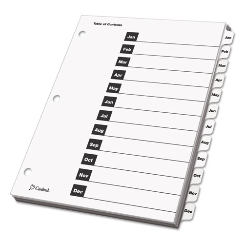 OneStep Printable Table of Contents and Dividers, 12-Tab, Jan. to Dec., 11 x 8.5, White, 1 Set