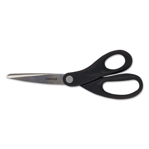 Image of Stainless Steel Office Scissors, 8" Long, 3.75" Cut Length, Black Straight Handle