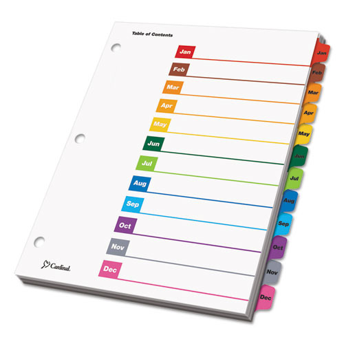 Image of Cardinal® Onestep Printable Table Of Contents And Dividers, 12-Tab, Jan. To Dec., 11 X 8.5, White, Assorted Tabs, 1 Set