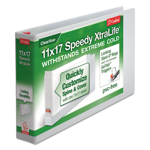 Speedy XtraLife Non-Stick Locking Slant-D Ring Binder, 3 Rings, 2" Capacity, 11 x 17, White