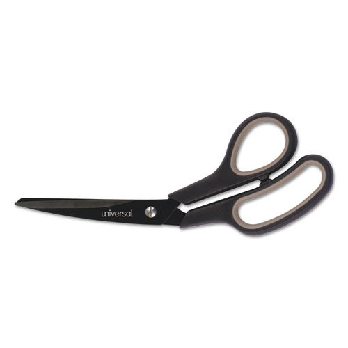 Universal® Industrial Carbon Blade Scissors, 8" Long, 3.5" Cut Length, Black/Gray Offset Handle