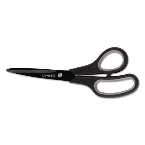 Universal® Industrial Scissors, 8" Length, Bent, Carbon Coated Blades, Black/Gray