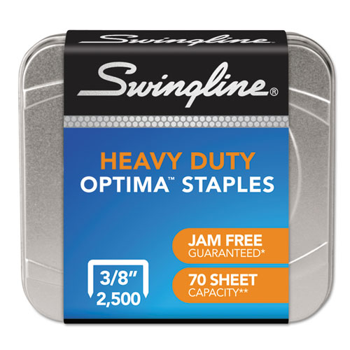 Image of Swingline® Optima High-Capacity Staples, 0.38" Leg, 0.5" Crown, Steel, 2,500/Box