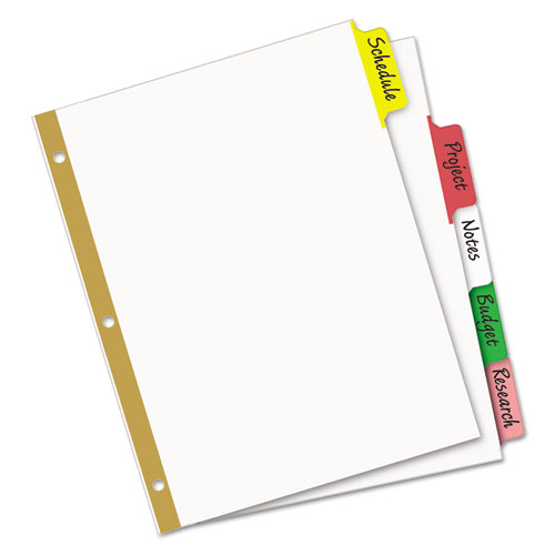 Image of Avery® Write And Erase Big Tab Paper Dividers, 5-Tab, 11 X 8.5, White, Assorted Tabs, 1 Set