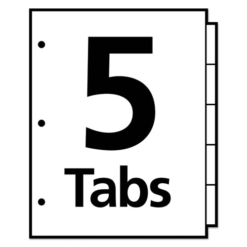 Image of Write and Erase Big Tab Paper Dividers, 5-Tab, 11 x 8.5, White, White Tabs, 1 Set