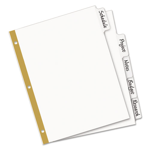 WRITE & ERASE BIG TAB PAPER DIVIDERS, 5-TAB, WHITE, LETTER