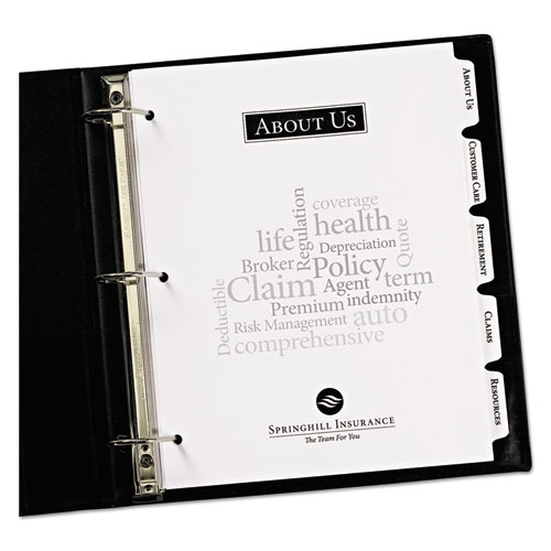 Image of Avery® Customizable Print-On Dividers, 3-Hole Punched, 5-Tab, 11 X 8.5, White, 1 Set