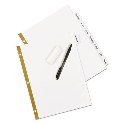 Image of Write and Erase Big Tab Paper Dividers, 8-Tab, 11 x 8.5, White, White Tabs, 1 Set