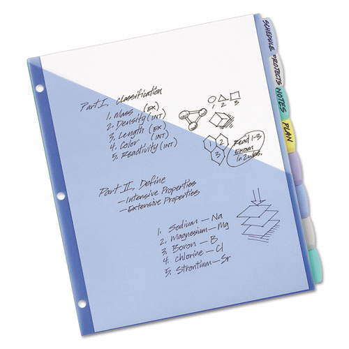 Write and Erase Durable Plastic Dividers with Pocket, 3-Hold Punched, 8-Tab, 11.13 x 9.25, Assorted, 1 Set