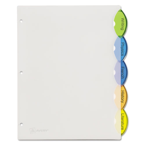 Image of Insertable Style Edge Tab Plastic Dividers, 5-Tab, 11 x 8.5, Translucent, 1 Set