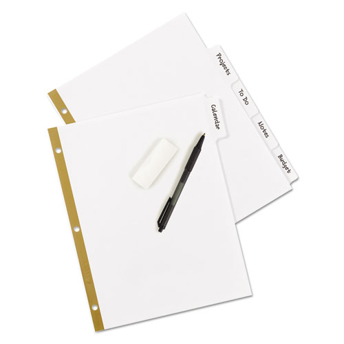 Write & Erase Big Tab Paper Dividers, 5-Tab, White, Letter
