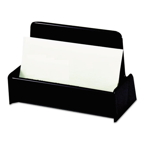 Universal® Business Card Holder, Holds 50 2 X 3.5 Cards, 3.75 X 1.81 X 1.38, Plastic, Black