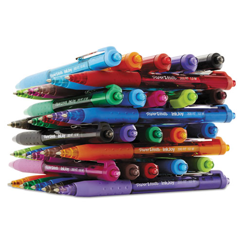 InkJoy 300 RT Ballpoint Pen, Retractable, Medium 1 mm, Black Ink, Black Barrel, Dozen