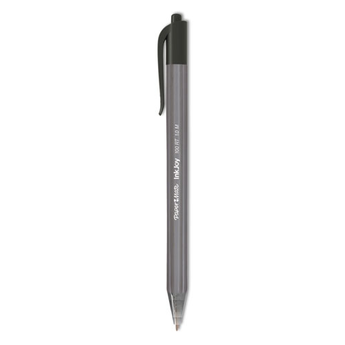 Image of InkJoy 100 RT Ballpoint Pen, Retractable, Medium 1 mm, Black Ink, Black Barrel, Dozen
