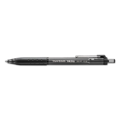 Image of InkJoy 300 RT Ballpoint Pen, Refillable, Retractable, Medium 1 mm, Black Ink, Black Barrel, 24/Pack