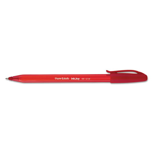 Image of InkJoy 100 Ballpoint Pen, Stick, Medium 1 mm, Red Ink, Red Barrel, Dozen