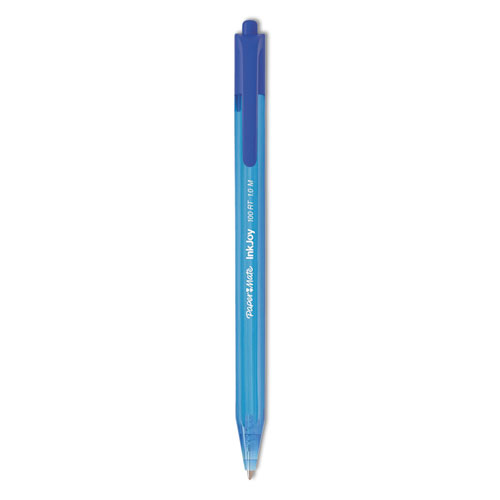 Paper Mate® Inkjoy 100 Rt Ballpoint Pen, Retractable, Medium 1 Mm, Blue Ink, Blue Barrel, Dozen