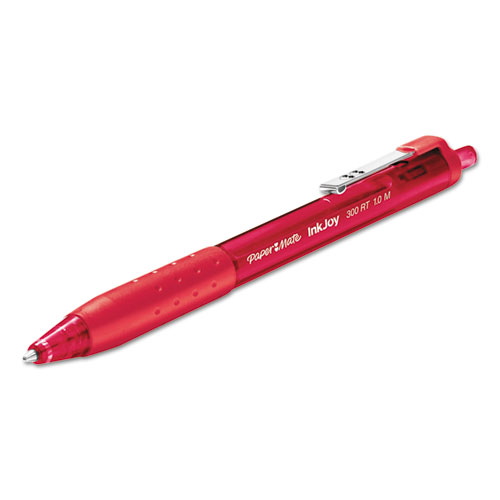 Image of InkJoy 300 RT Ballpoint Pen, Refillable, Retractable, Medium 1 mm, Red Ink, Red Barrel, Dozen