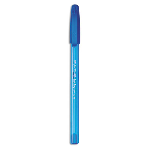 Paper Mate® Inkjoy 100 Ballpoint Pen, Stick, Medium 1 Mm, Blue Ink, Blue Barrel, Dozen