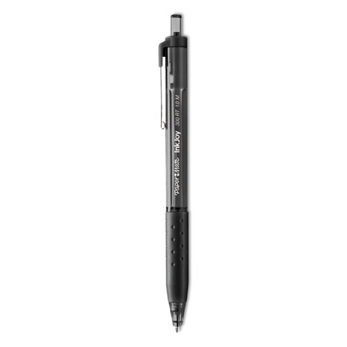 Image of InkJoy 300 RT Ballpoint Pen, Refillable, Retractable, Medium 1 mm, Black Ink, Black Barrel, Dozen
