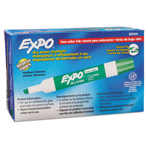 Image of Expo® Low-Odor Dry-Erase Marker, Broad Chisel Tip, Green, Dozen
