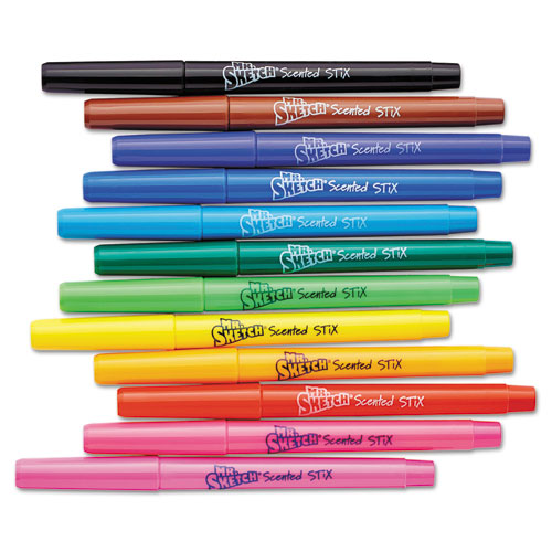 Image of Mr. Sketch® Scented Stix Watercolor Marker Set School Pack, Fine Bullet Tip, Assorted Colors, 216/Set