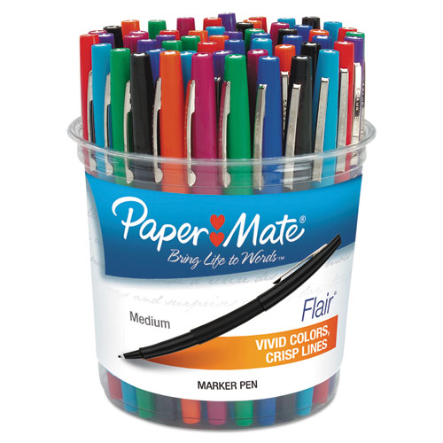 Image of Point Guard Flair Felt Tip Porous Point Pen, Stick, Bold 1.4 mm, Assorted Ink and Barrel Colors, 48/Pack
