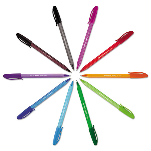 Image of InkJoy 100 Ballpoint Pen, Stick, Medium 1 mm, Blue Ink, Blue Barrel, Dozen