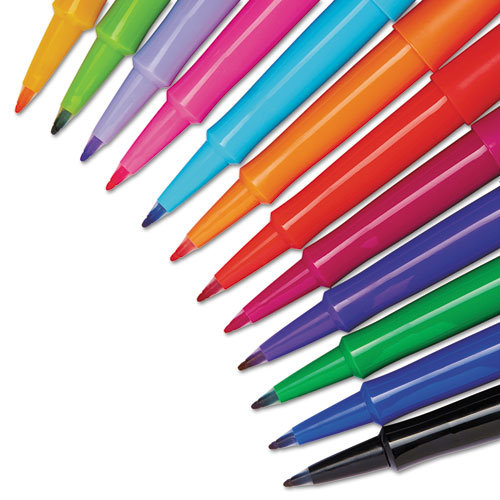 Point Guard Flair Felt Tip Porous Point Pen, Stick, Medium 0.7 mm, Assorted Ink and Barrel Colors, 12/Pack