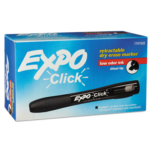 Click Dry Erase Marker, Broad Chisel Tip, Black, Dozen