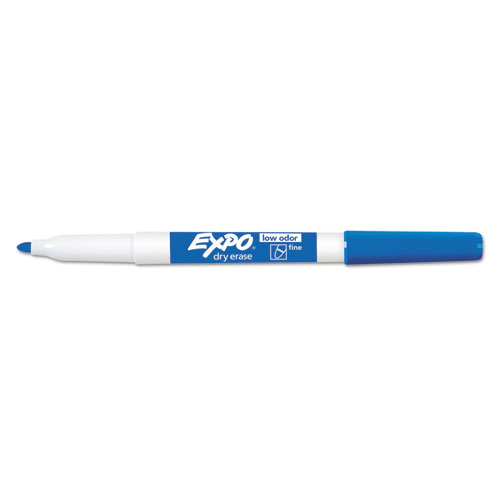 Image of Expo® Low-Odor Dry-Erase Marker, Fine Bullet Tip, Blue, Dozen