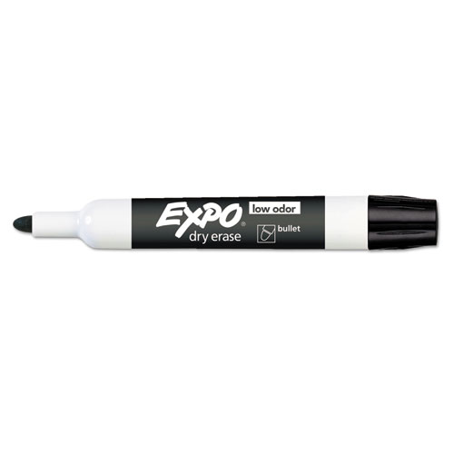 Image of Expo® Low-Odor Dry-Erase Marker, Medium Bullet Tip, Black, Dozen