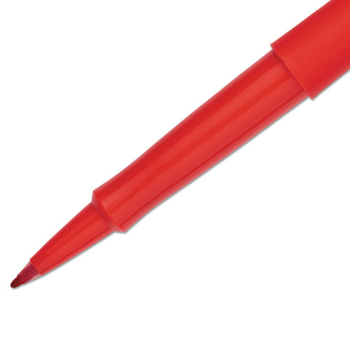 Image of Point Guard Flair Felt Tip Porous Point Pen, Stick, Medium 0.7 mm, Red Ink, Red Barrel, Dozen