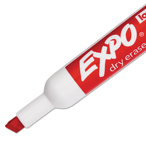 Image of Expo® Low-Odor Dry-Erase Marker, Broad Chisel Tip, Red, Dozen