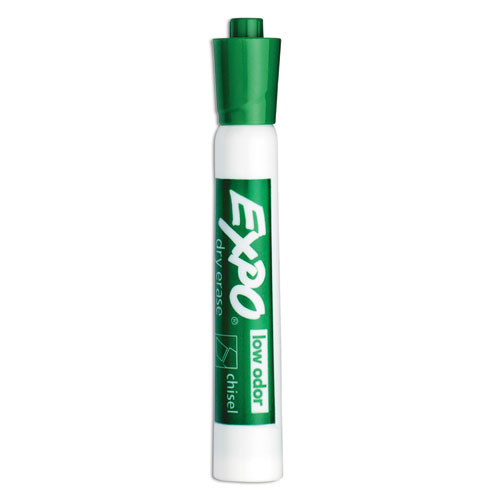 Low-Odor Dry-Erase Marker, Broad Chisel Tip, Green, Dozen