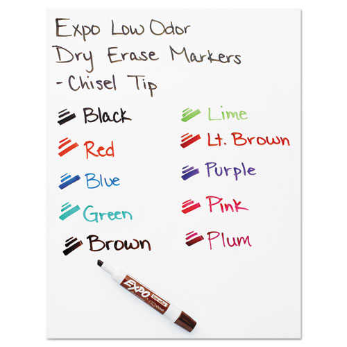 Image of Expo® Low-Odor Dry-Erase Marker, Broad Chisel Tip, Black, Dozen