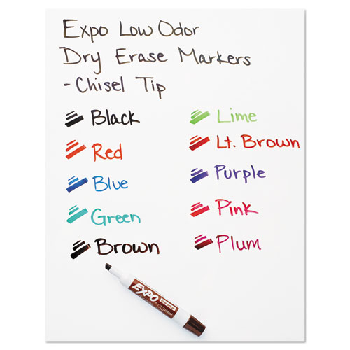 Image of Expo® Low-Odor Dry-Erase Marker, Broad Chisel Tip, Blue, Dozen