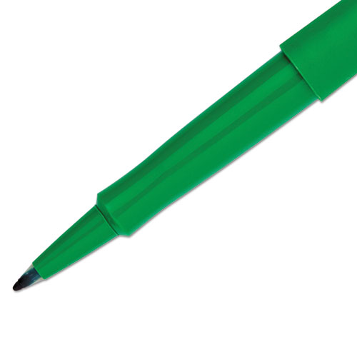 Image of Point Guard Flair Felt Tip Porous Point Pen, Stick, Medium 0.7 mm, Green Ink, Green Barrel, Dozen