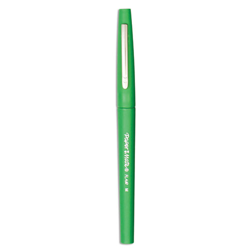 Point Guard Flair Stick Porous Point Pen, Medium 0.7mm, Green Ink/Barrel, Dozen