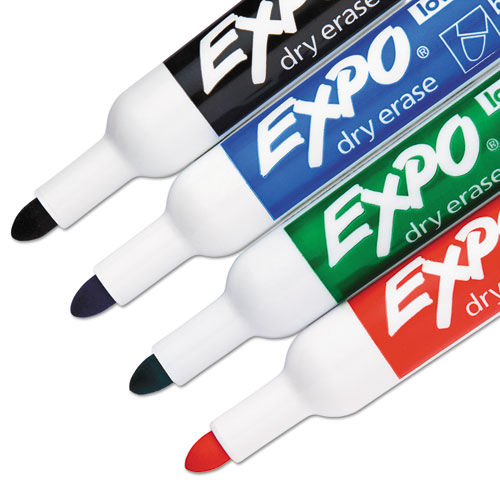 Low-Odor Dry-Erase Marker, Medium Bullet Tip, Assorted Colors, 4/Set