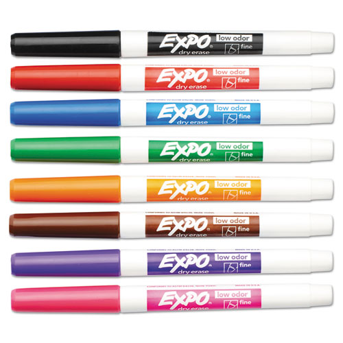 Image of Expo® Low-Odor Dry-Erase Marker, Fine Bullet Tip, Assorted Colors, 8/Set