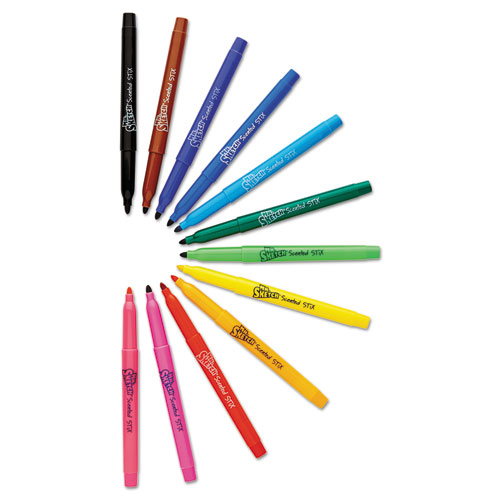 Image of Scented Stix Watercolor Marker Set School Pack, Fine Bullet Tip, Assorted Colors, 216/Set