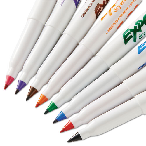 Image of Expo® Low-Odor Dry-Erase Marker, Extra-Fine Bullet Tip, Assorted Colors, 8/Set
