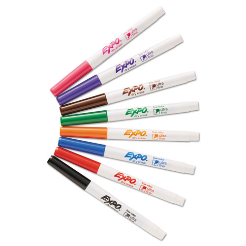 Image of Expo® Low-Odor Dry-Erase Marker, Extra-Fine Bullet Tip, Assorted Colors, 8/Set