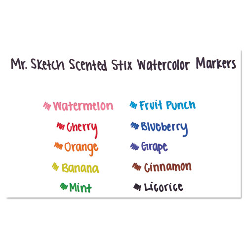 Image of Mr. Sketch® Scented Stix Watercolor Marker Set, Fine Bullet Tip, Assorted Colors, 10/Set