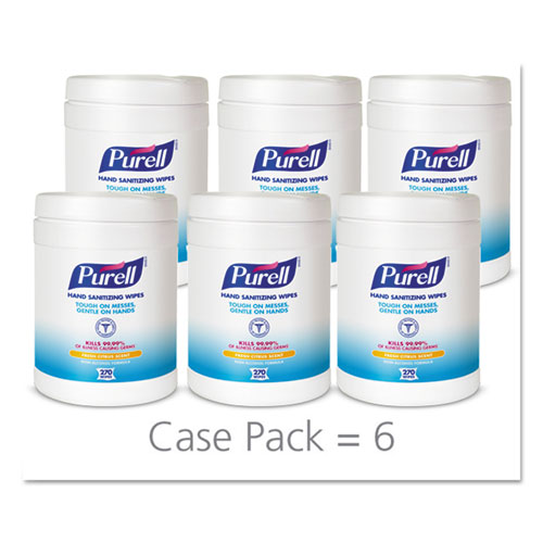 Image of Sanitizing Hand Wipes, 6.75 x 6, White, 270/Canister, 6 Canisters/Carton