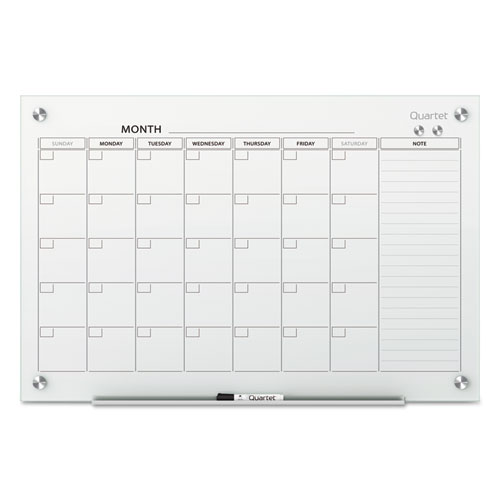 Quartet® Infinity Magnetic Glass Calendar Board, One Month, 48 X 36, White Surface